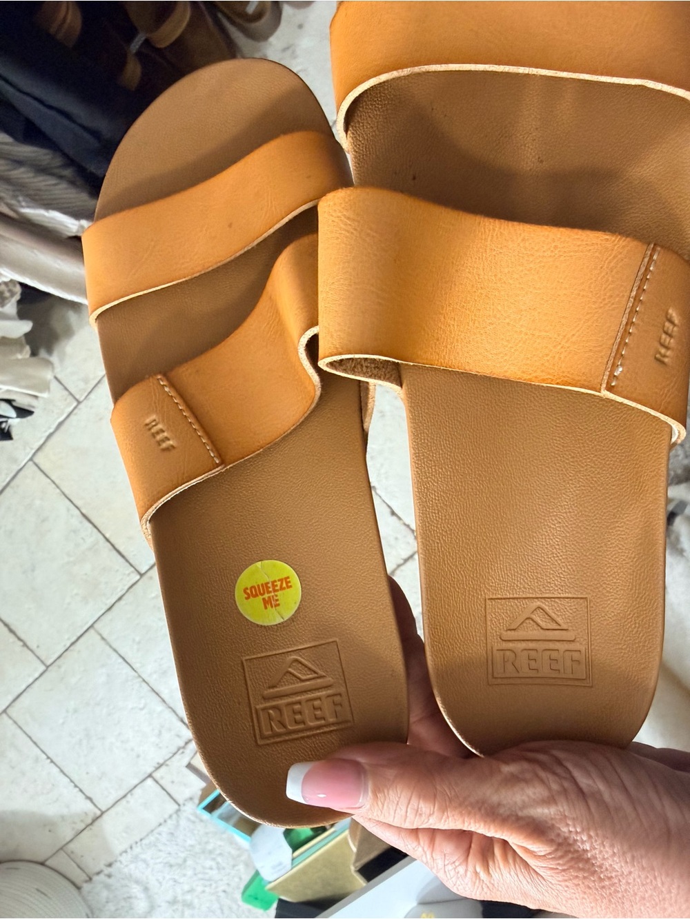 Reef Tan and Camel Dual-Strap Slide Sandals - Picture 2 of 8